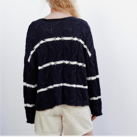 Zara Navy and White striped Sweater - Picture 2 of 4